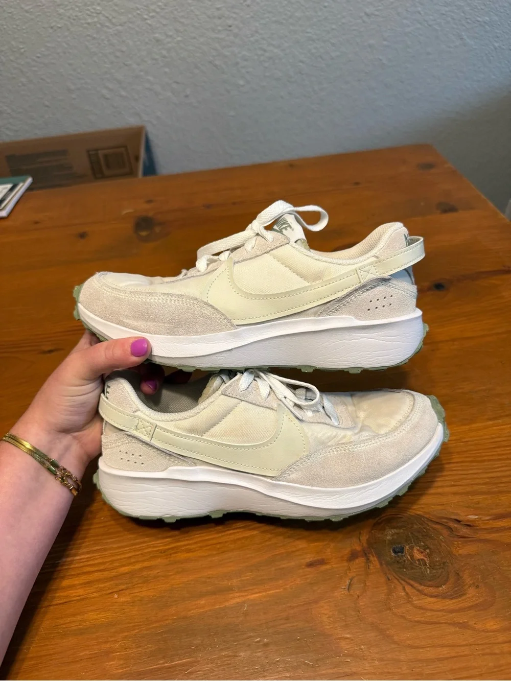 Nike Women's Cream and White Sneakers